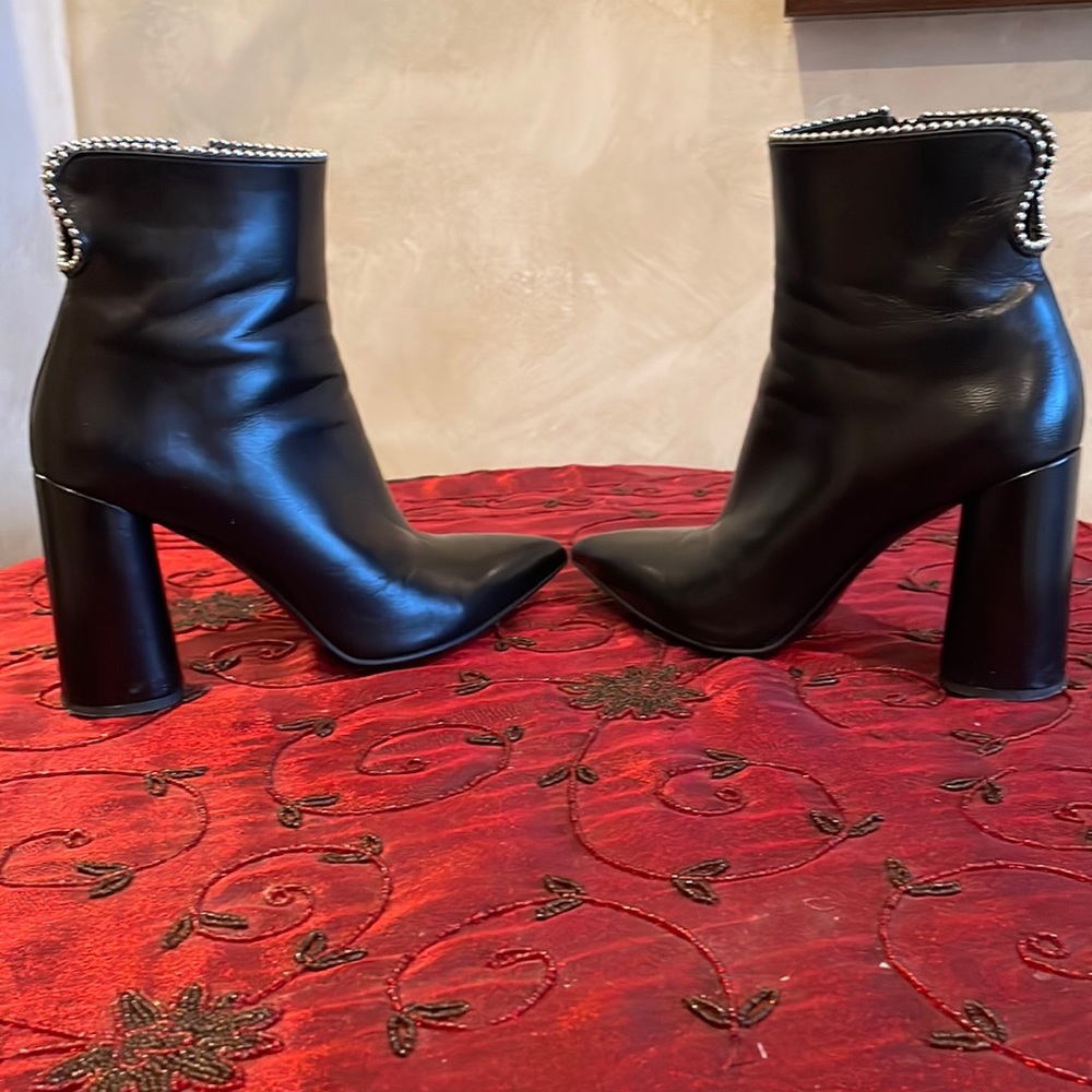 MA&LO Italian black leather heeled boots